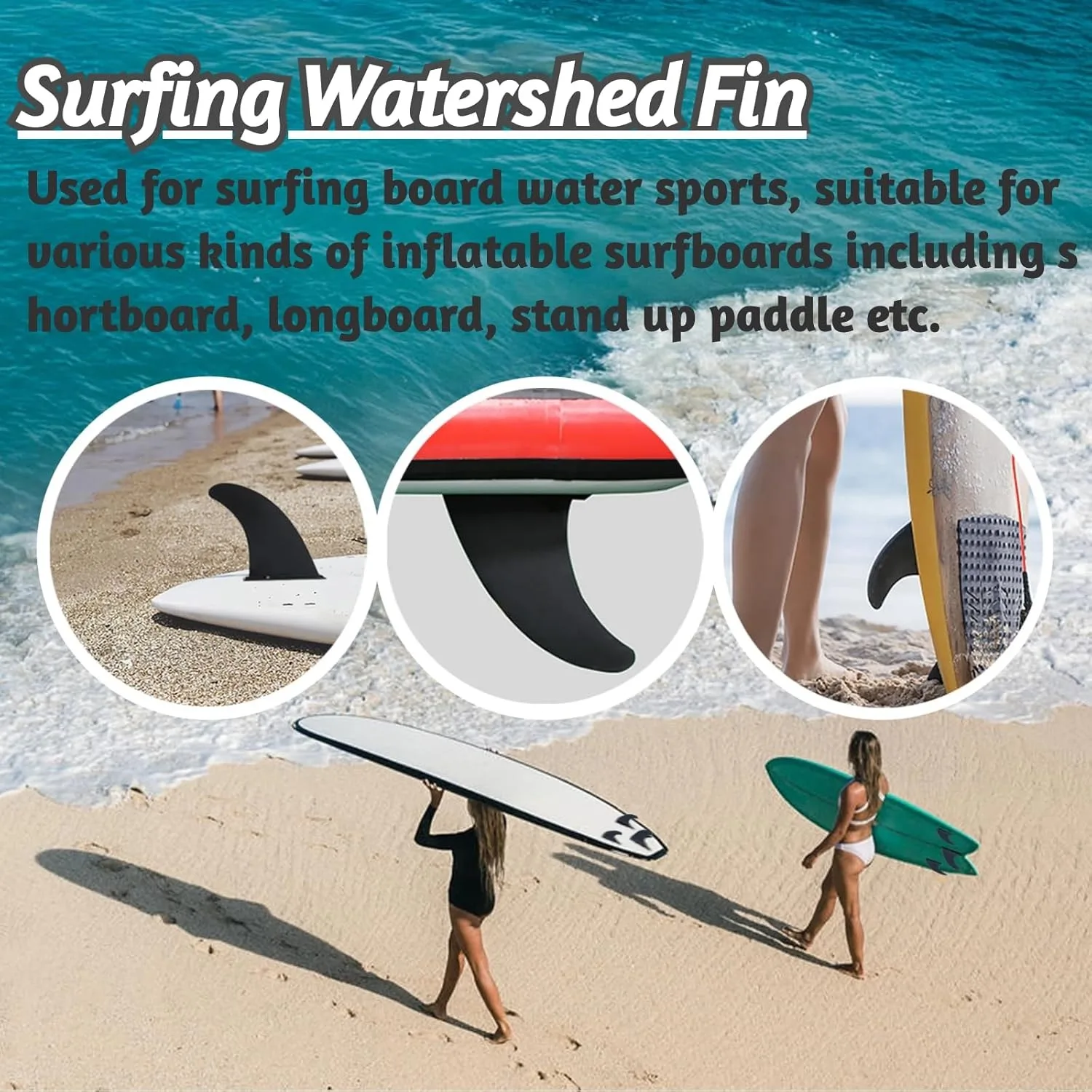 4 Zoll Abnehmbare SUP-Finne, Einzelne Mittelfinne mit Verriegelungsclip für Aufblasbare Paddle Boards – Detail 4