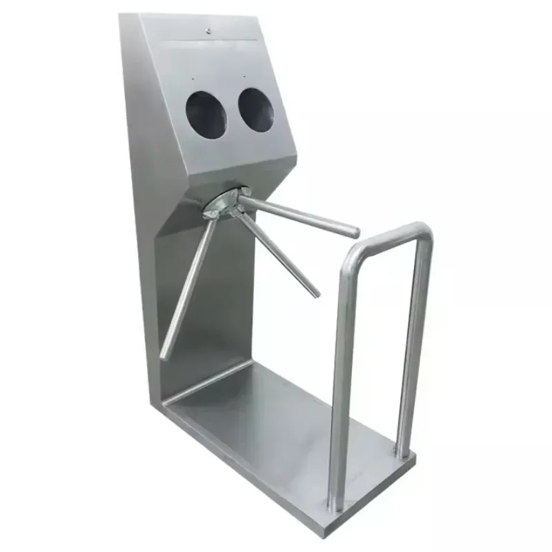 Stainless Steel Hand Disinfection 3 Arm Tripod Turnstile Barrier / Hygiene Unit / Gate