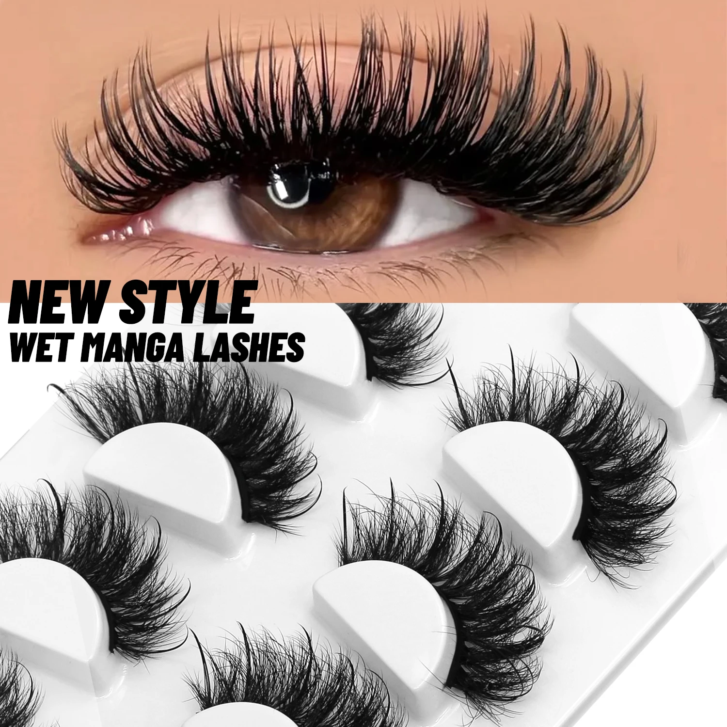 Lasvirey Ciglia soffici Ciglia spesse per occhi di gatto 8D Ciglia soffici volume Drammatico Spessore Soffici Ciglia a striscia completa Estensione Trucco