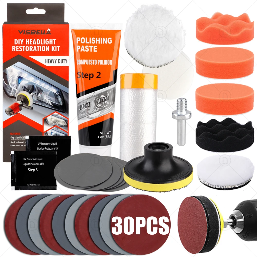 

Car Headlight Restoration Polishing Kits Chemical Brightener Headlamp Repair Light Lens Polisher Cleaning Paste Refurbish Tool