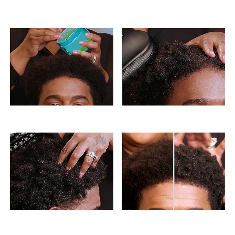 Pente torcido de cabelo portátil para homens lavável, durável, borracha encaracolada, escova curling, beleza, cabeça de abacaxi, ferramenta de limpeza de cabelo