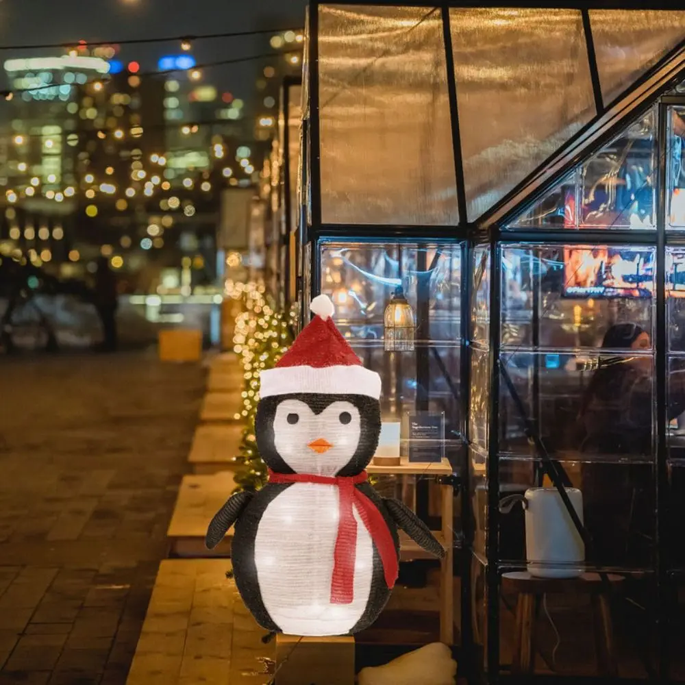 Luces de muñeco de nieve plegables a prueba de agua, marco de Metal, adorno de Navidad creativo para interiores/exteriores, luces de Papá Noel de pingüino lindo de dibujos animados