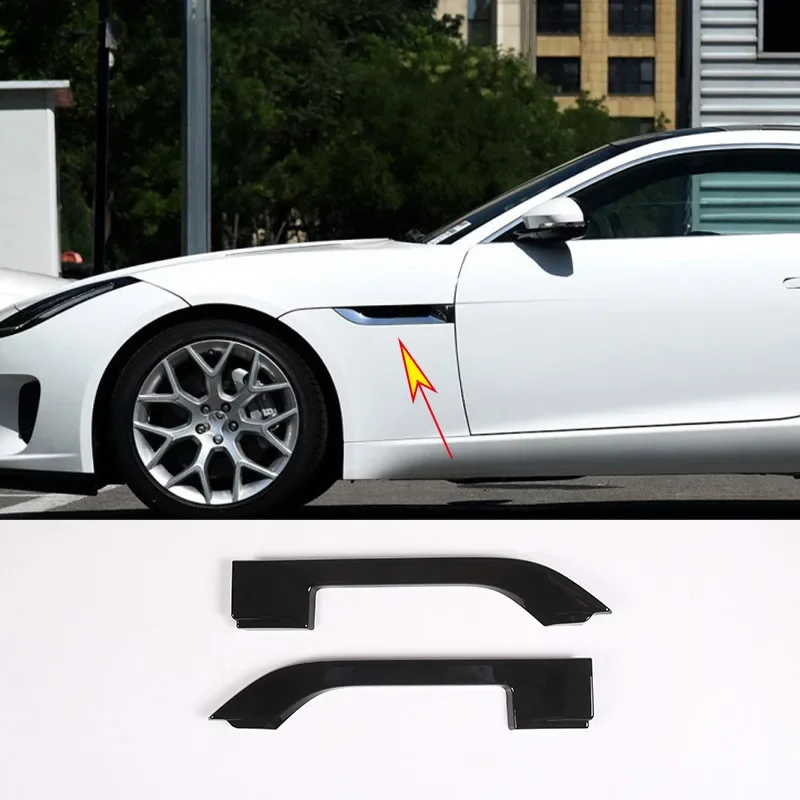 

2 шт. для Jaguar F-TYPE 2013-2024, глянцевая черная накладка на боковое крыло автомобиля из АБС-пластика, автомобильные аксессуары