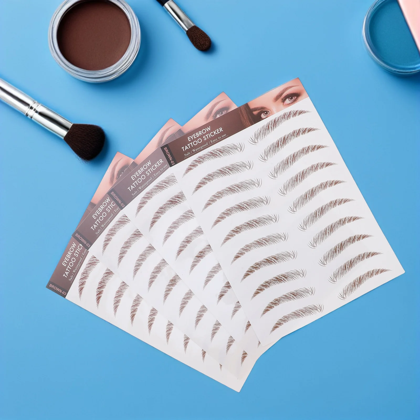 

4pcs Waterproof 6D Hair-Like Eyebrow Stickers Reusable Fake Eyebrow Transfer Tools For Brow Shaping Artificial Eyebrows