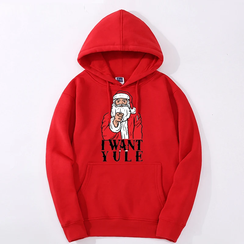 

Santa Claus Hoodies I Want Yule Kpop Loose Men Top Hooded Sudaderas Winter Fashion Sportswear Casual Hoodie Unisex Pullovers