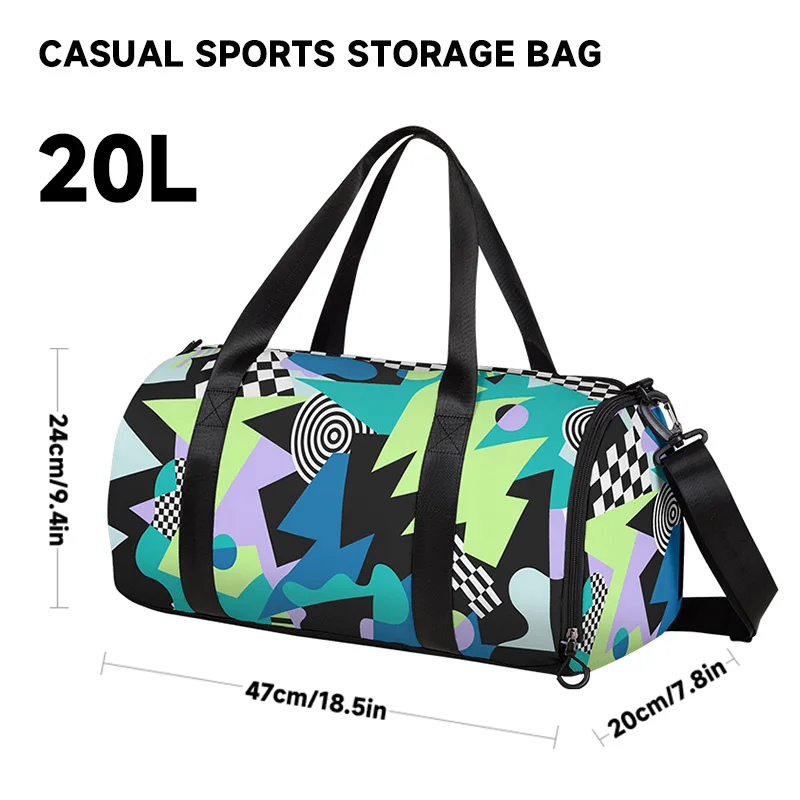 Simple Geometry Travel Training Swimming Dry and Wet Separation Separate Shoe Compartment Lightweight Exercise Gym Bag