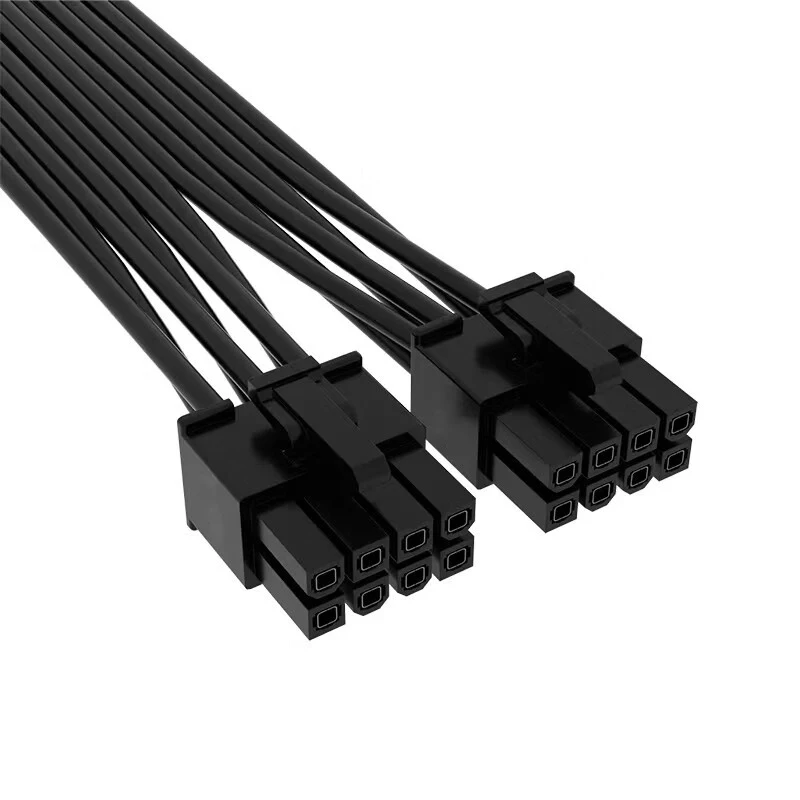 Premium PCIe 5.0/Gen 5 12VHPWR PSU Cable Fits Type-4 PSUs via Dual 8-pin PCIe 12+4pin Connector Black