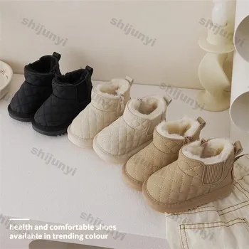 Dziecięce zimowe pluszowe ciepłe buty śniegowe Chłopcy Dziewczynki Moda Bawełniane buty dla maluchów Miękka podeszwa Dziecięce buty bawełniane na co dzień
