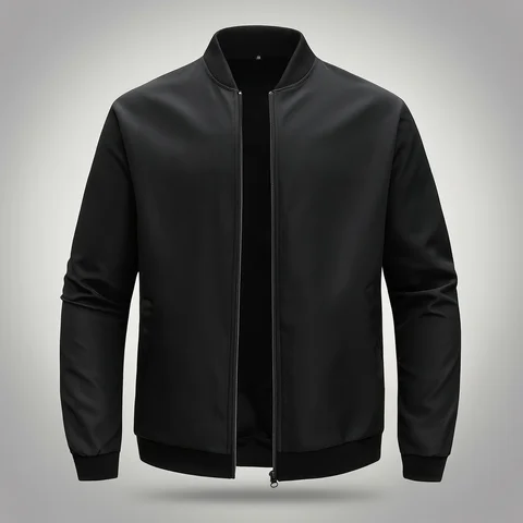 2024 Spring and Autumn New Baseball Collar Short Loose Solid Color Jacket Men's Business Casual Thin Coat Trend