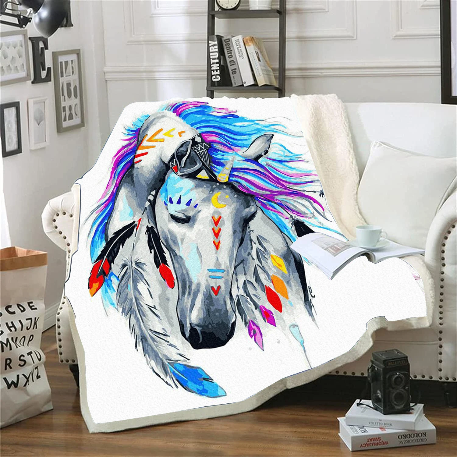 Horses, Animals Anime Blanket For Winter Furry Microfiber Fabric Home Travel Airplane Bed Blankets