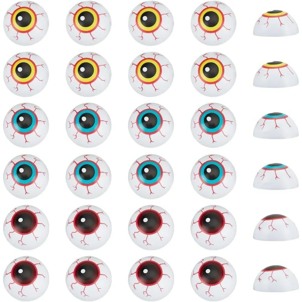 

30pcs 3 Colors Half Round Eyes with Bloodshot 1 inch Resin Eyes Cabochons Scary Halloween Cabochon Eye for DIY Crafts Sculptures