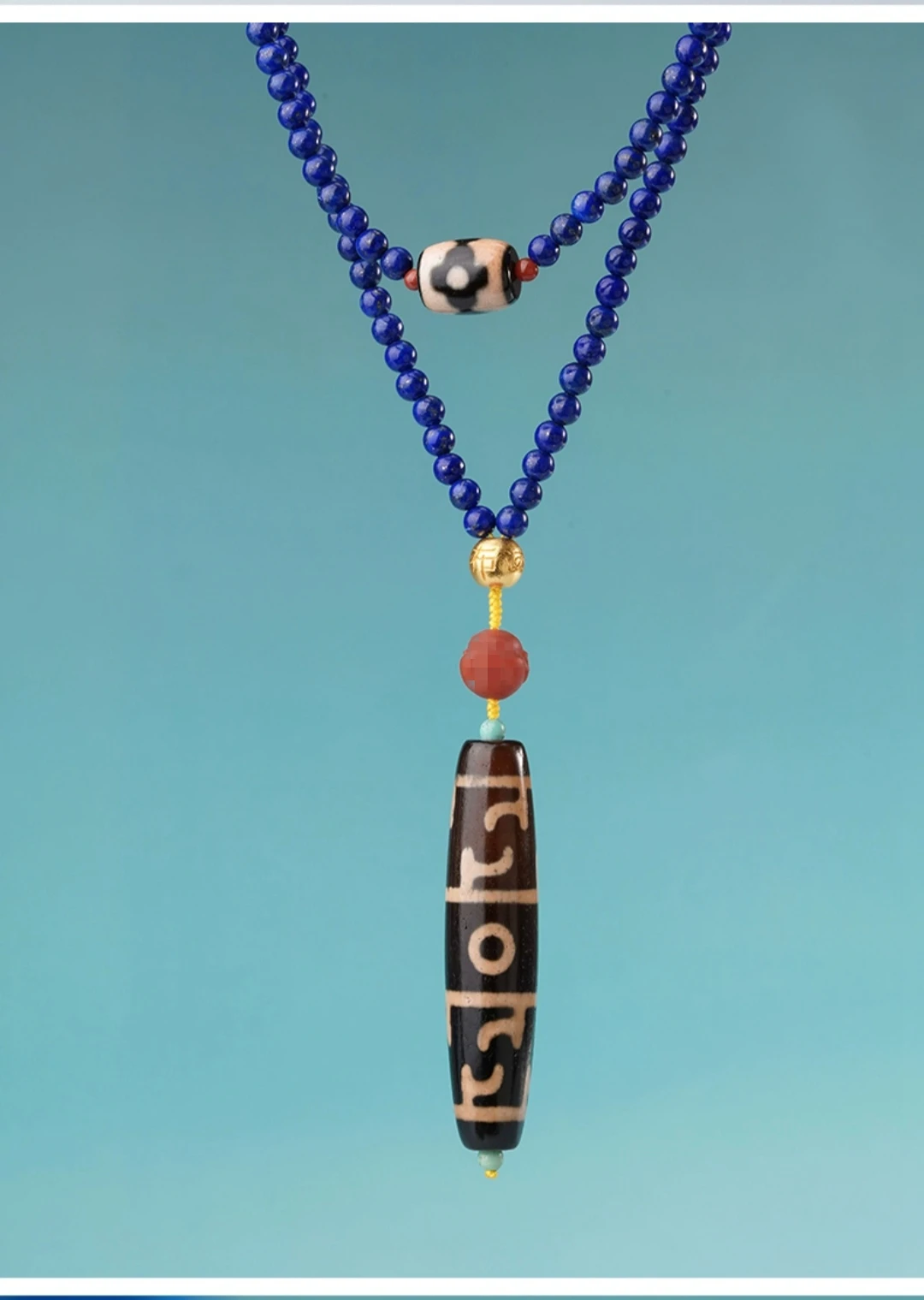 

Nature Tibetan Dzi Bead Amulet Pendant 6mm Beads Lapis Lazuli Gemstone Hanging Ornament Talisman