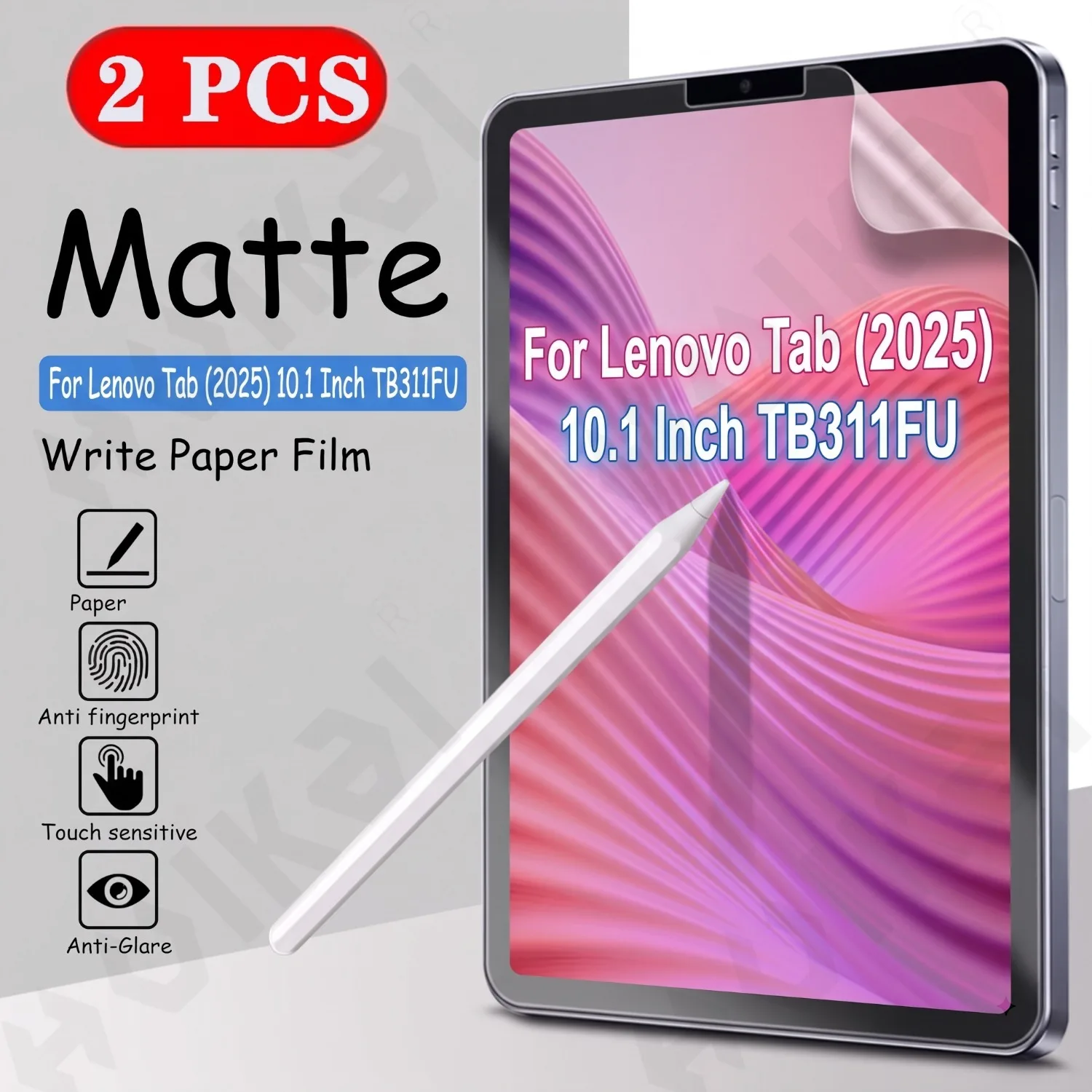 2 Pcs Paper Feel Screen Protector For Lenovo Tab (2025) 10.1 Matte PET Film Drawing Writing Anti Glare Anti Fingerprint Scree