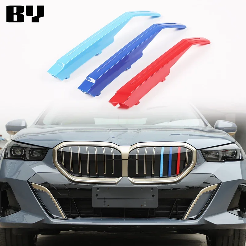 

For BMW 5 Series G60 2024 2025 Tri-Color ABS Front Kidney Grille Insert Trims Clip Car Accessories 3Pcs