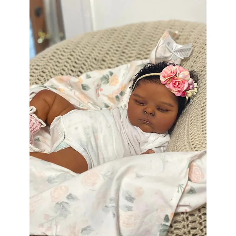 19inch Reborn Baby Doll Peaches in Dark Skin Multiple Layers Painting with Visible Veins muñeca bebê reborn juguetes para niños