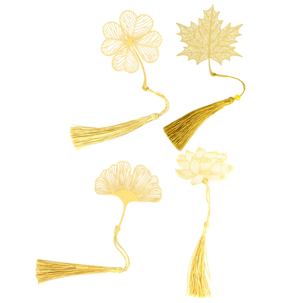 4 Pcs Metal Bookmark Set for Women Readers Creative Student Gift Idea Unique Retro Book Lovers Accessories