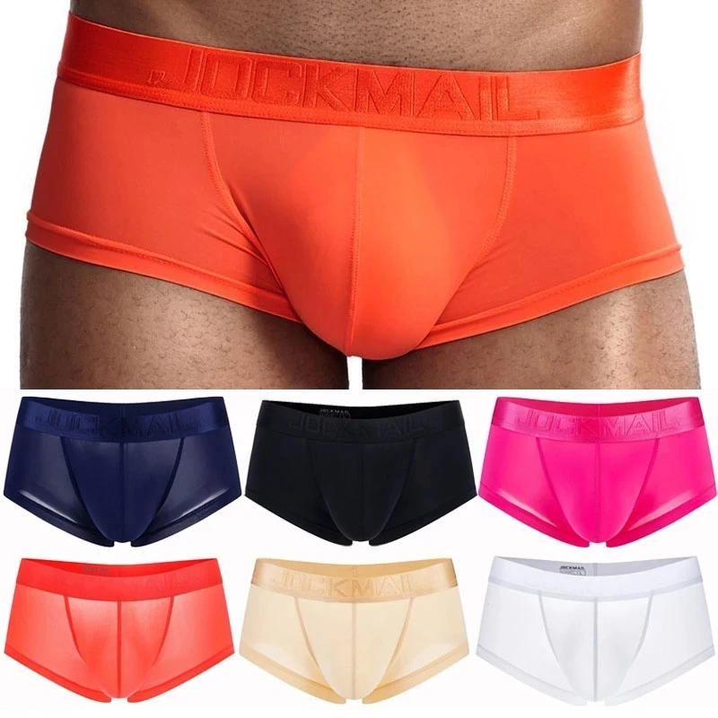 New Sexy Boxer Men Underwear Ice Silk Breathable cueca boxer U Convex Penis pouch Boxer Shorts Gay Underwear Solid Male Panties