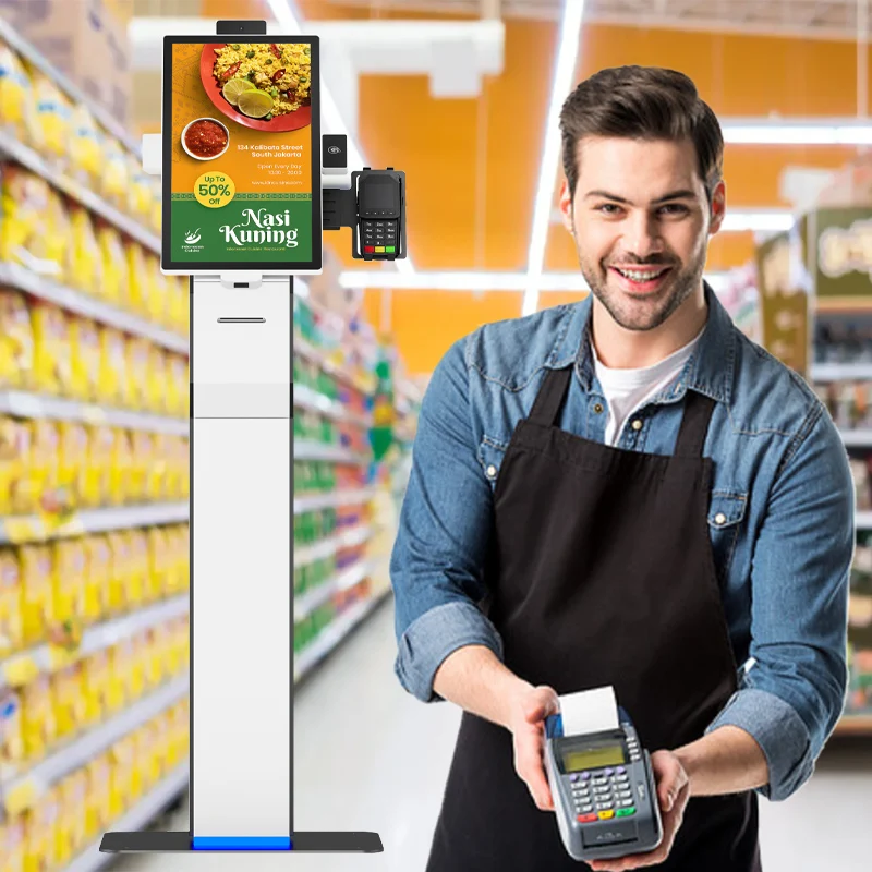Smart Kiosk Touch Screen Payment Machine With Credit Card Payment System All in One Comptoire Restaurant Reseption Kiosk