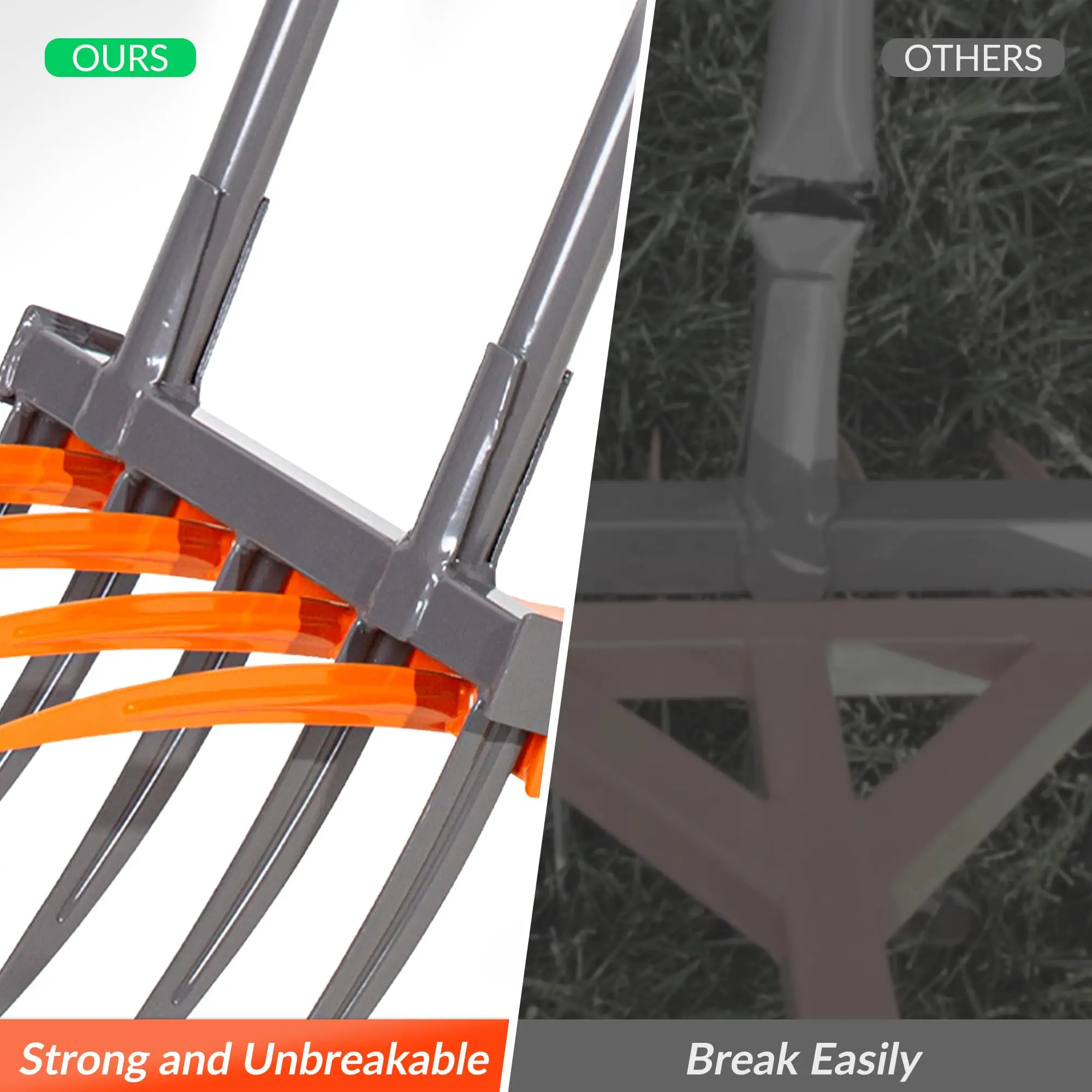 Broad Fork Heavy Duty 9-Tine Hand Tiller 2-in-1 Pitchfork Industrial Grade Metal Handle Metal Spading Digging Fork Garden Tool