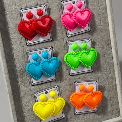 New Neon Colorful Big Love Heart Acrylic Drop Earrings for Women Summer Fashion Peach Geometric Earring Statement Jewelry Gifts