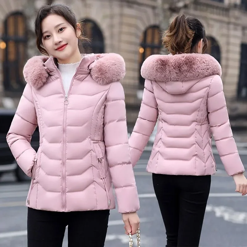 2024 New Winter Jacket Women Parka Fashion Long Coat Wool Liner Hooded Parkas Slim with Fur Collar Warm Snow Wear Padded Clothes