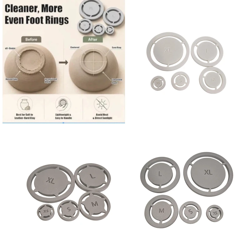 Clay Base Aligner For Ceramics 5Pcs For Pottery Foot Ring Tool Set For Pottery Bowls, Cups Even Foot Press