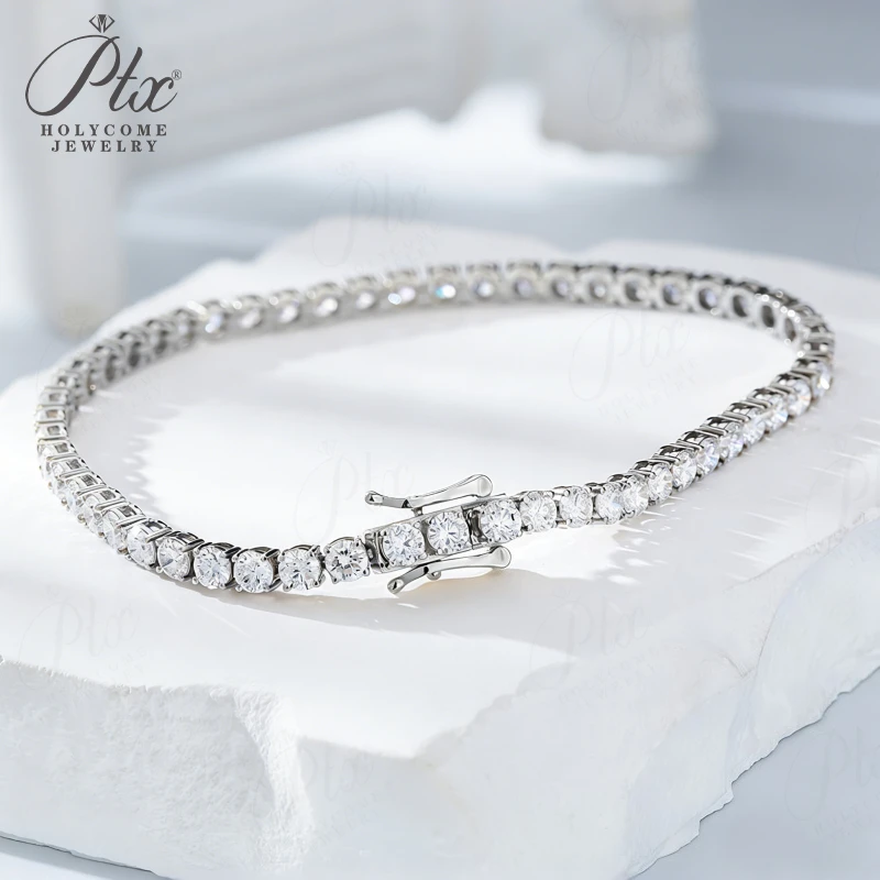 Tennisarmband aus echtem 10K Gold mit im Labor gezüchteten Diamanten, 3,0 mm Rundschliff, 6/6,5/7/7,5/8 Zoll, Hochzeits-Luxusschmuck-Charms – Detail 4
