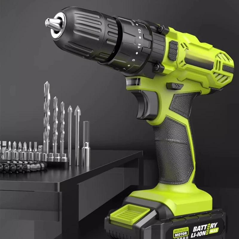 

Heavy Duty 24V Cordless Drill Driver, 2-Speed Electric Screwdriver with LED Light & 2 Batteries, Impact Power Tool for Household