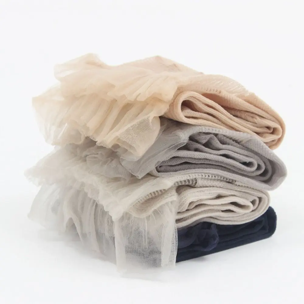 Kawaii Lolita Summer Women Socks Ultra-thin Hollow Out Transparent Mesh Socks Elastic Princess Tulle Sock For Female Ladies