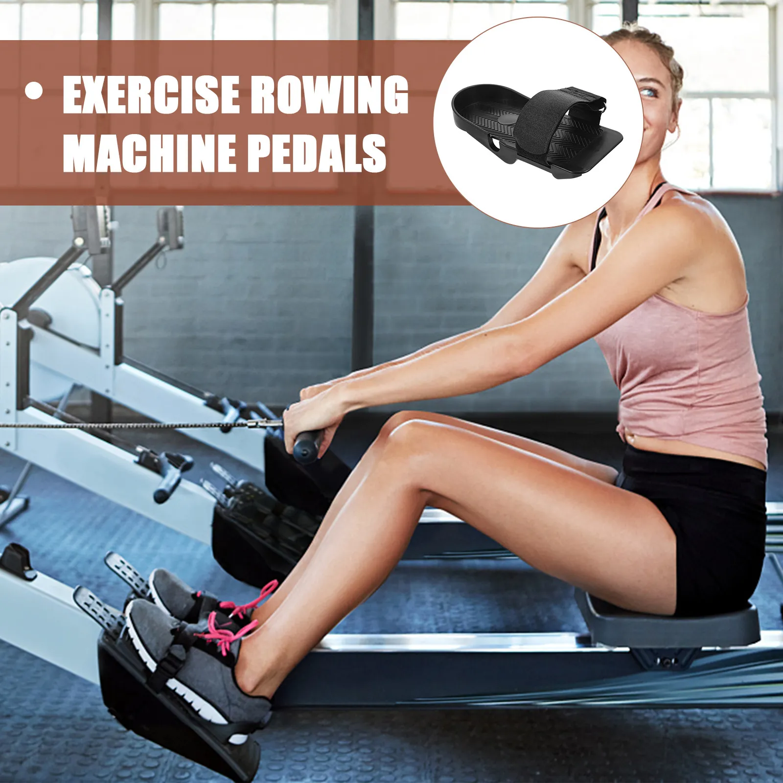 1Pair Home Use Rowing Machine Pedals Flat Non-Slip Fitness Accessories for Low Impact Joint Safe Full Body Exercise Routine