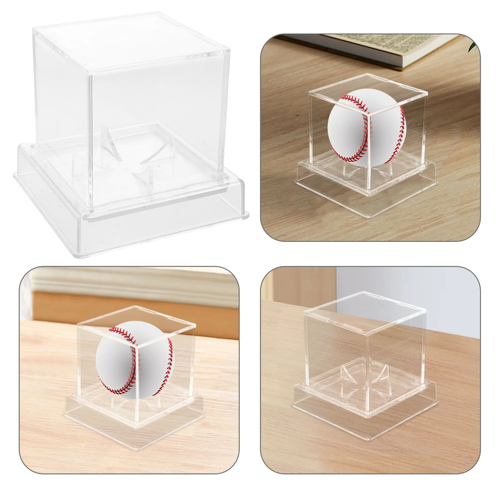 

1pc Tennis Ball Display Box Clear Acrylic Baseball Softball Holder Dustproof Case For Home Office Retail Sports