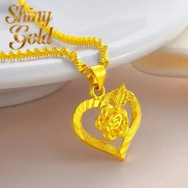 ShinyGold  24K Yellow Gold 9999 Real Women's Necklace Pendant, Ideal for Fashion - conscious Jewelry Lovers
