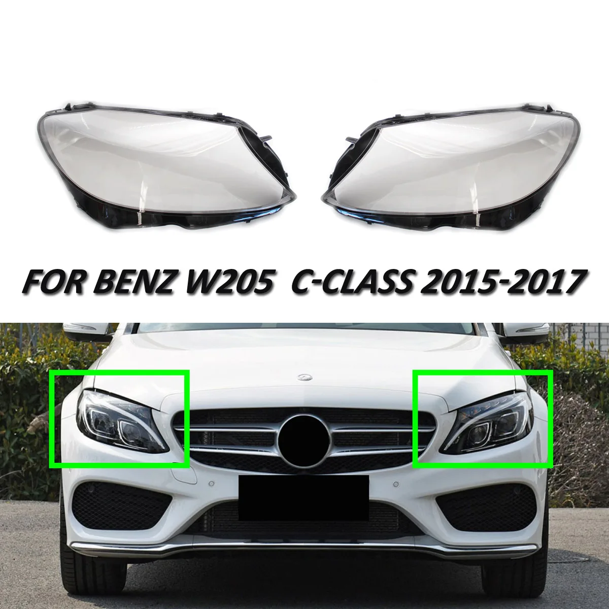 

Fit for Benz W205 C-Class 2015-2017 Headlight Lens Cover