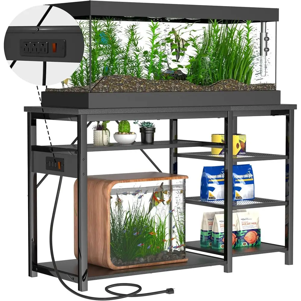 

Прочная подставка для аквариума на 55-75 галлонов со встроенными розетками и шкафчиком для хранения аквариумных принадлежностей - Металл, 1200