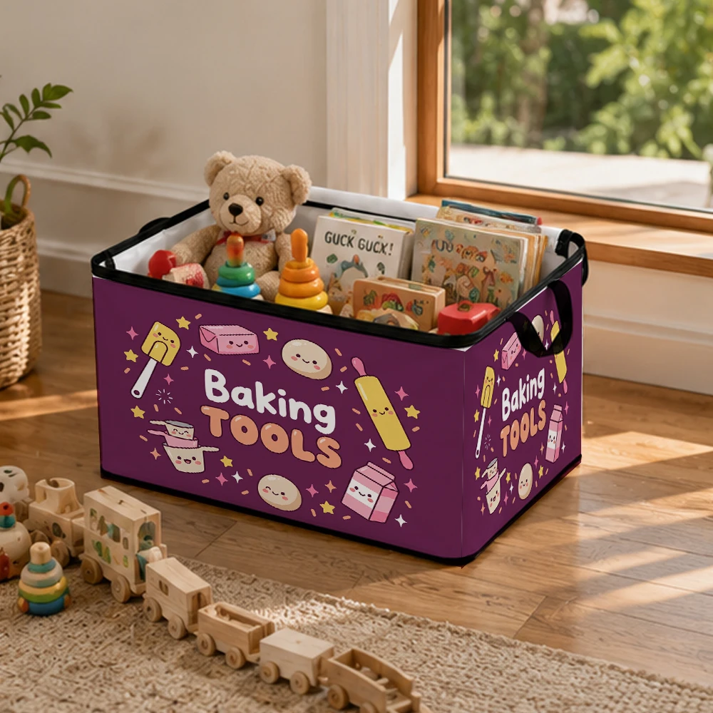 Cute Baking Tools Creative Graphic Storage Box With Lid Seasonal Decor And Storage Durable Flip-Top Multi-Purpose 2d Printing