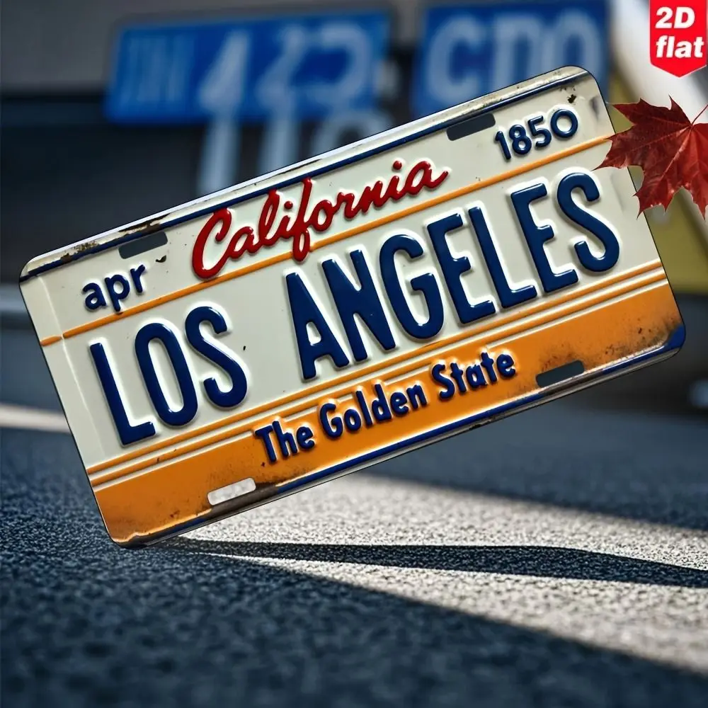 Vintage Retro Los Angeles California The Golden State Metal Sign, American Urban Culture Wall Decor, 15x30 cm