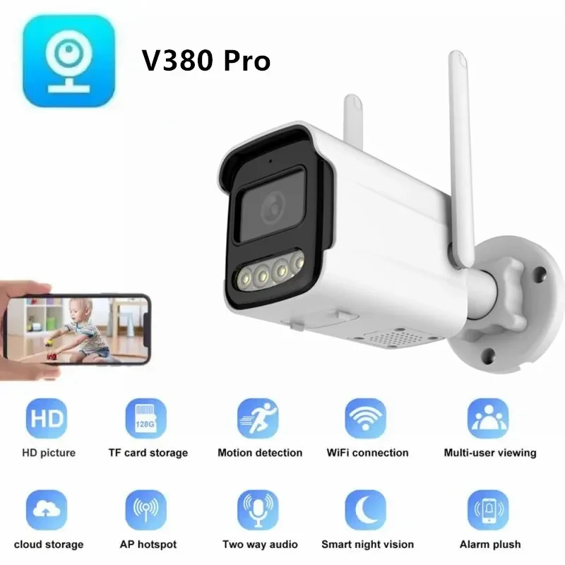 V380 Pro 1080P Wifi IP Security Camera Outdoor ColorVu Night Vision Wireless CCTV Smart Camera 2 Way Audio