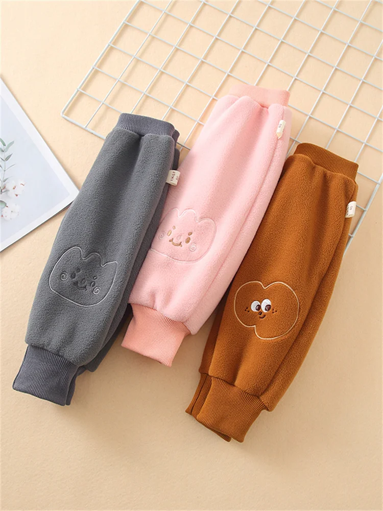 Thiened Fce Baby Pants Autumn Winter Sle Children Casual Trousers Trendy Big PP Pants Warm Cozy Kids Long Pants