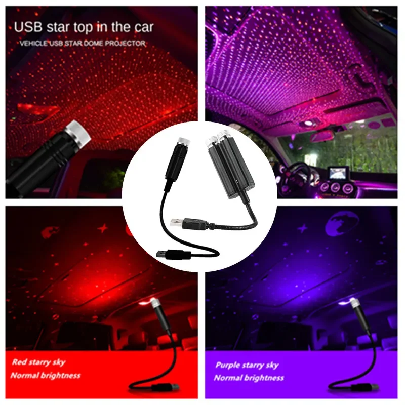 Car High Bright Atmosphere light LED Starry Sky Auto Roof Night Light 5V USB Star Projector Lamp Car Roof Home Decoration Light