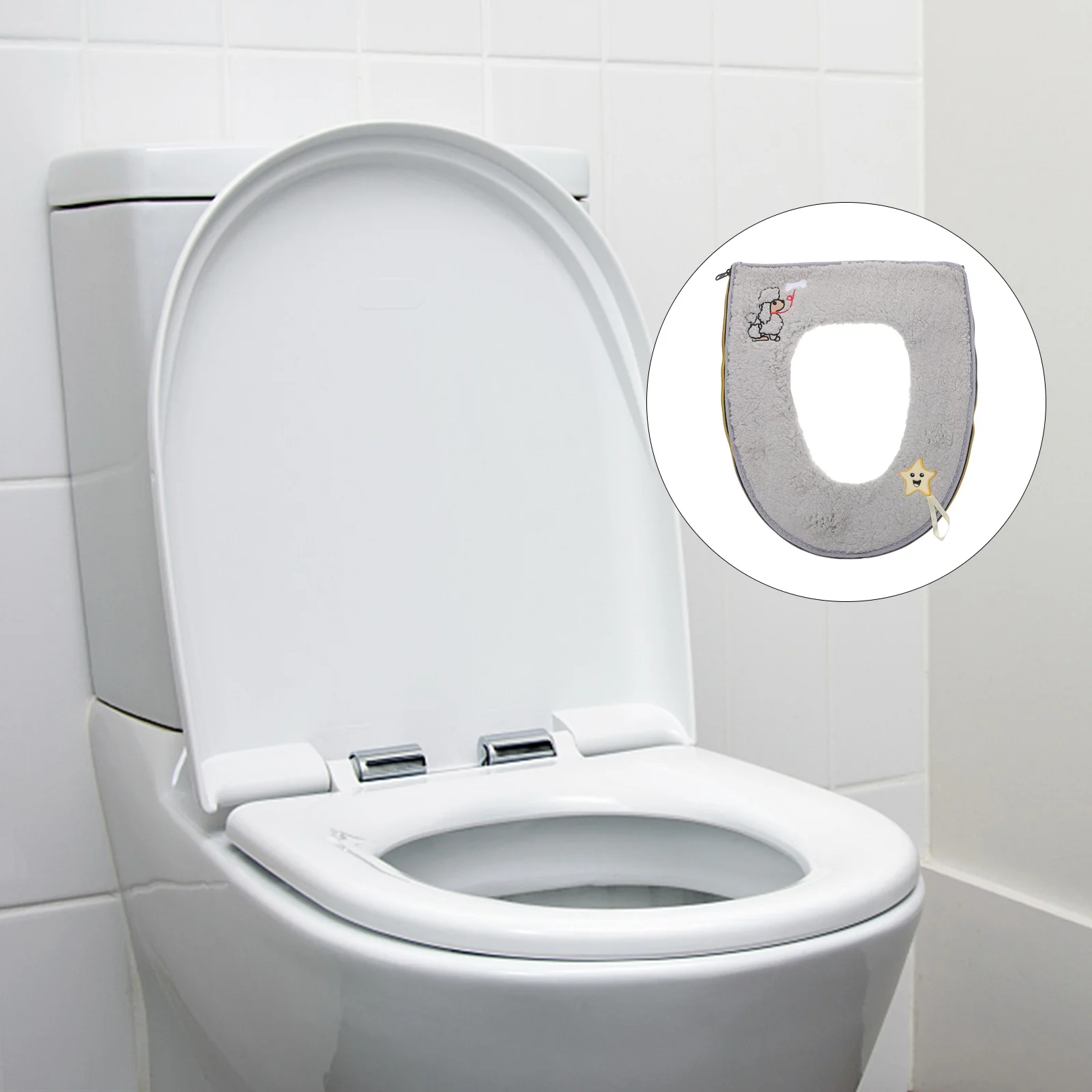 

1Pc Cashmere Toilet Mat Warm Comfortable Stylish Simple Design Easy Wash Reusable Gift Ladies Elderly Grey