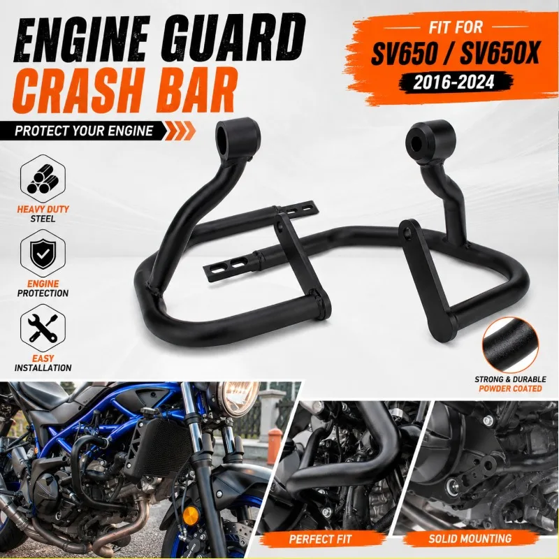 For SV650 SV650X Engine Guard Crash Bar Frame Protector Highway Engine Protection Bumper Guard 2016-2024