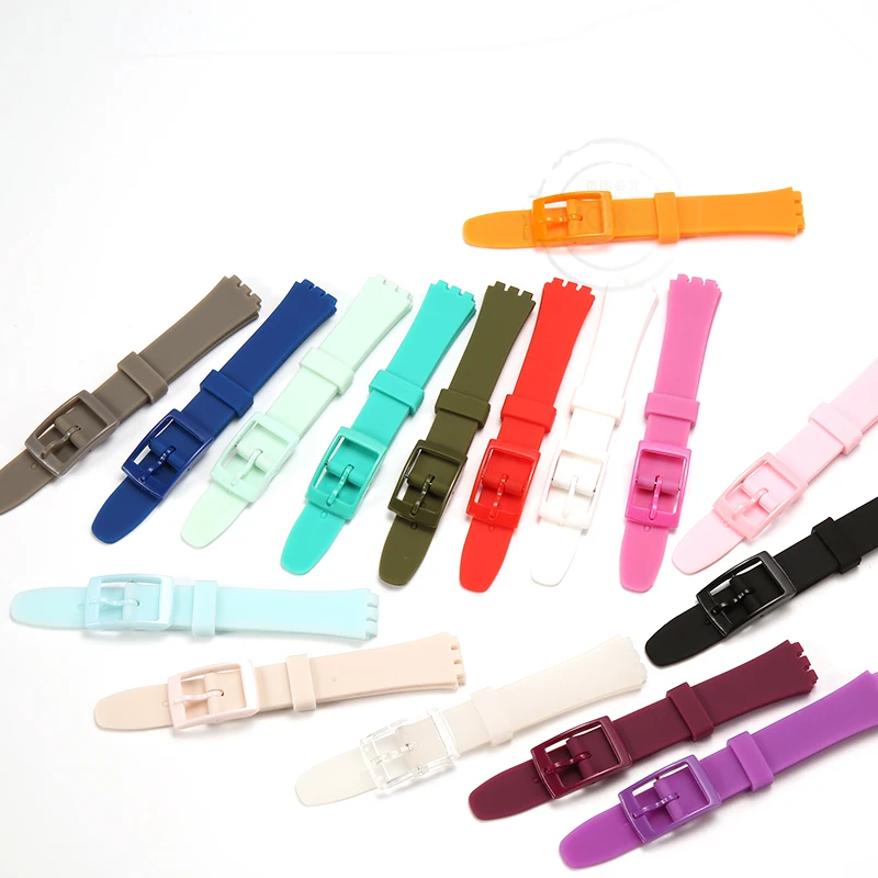 Soft Silicone Watchband Suitable For Swatch 12mm Girls Ladies Strap Colore Waterproof Wrist Bracelet Watch Accessories