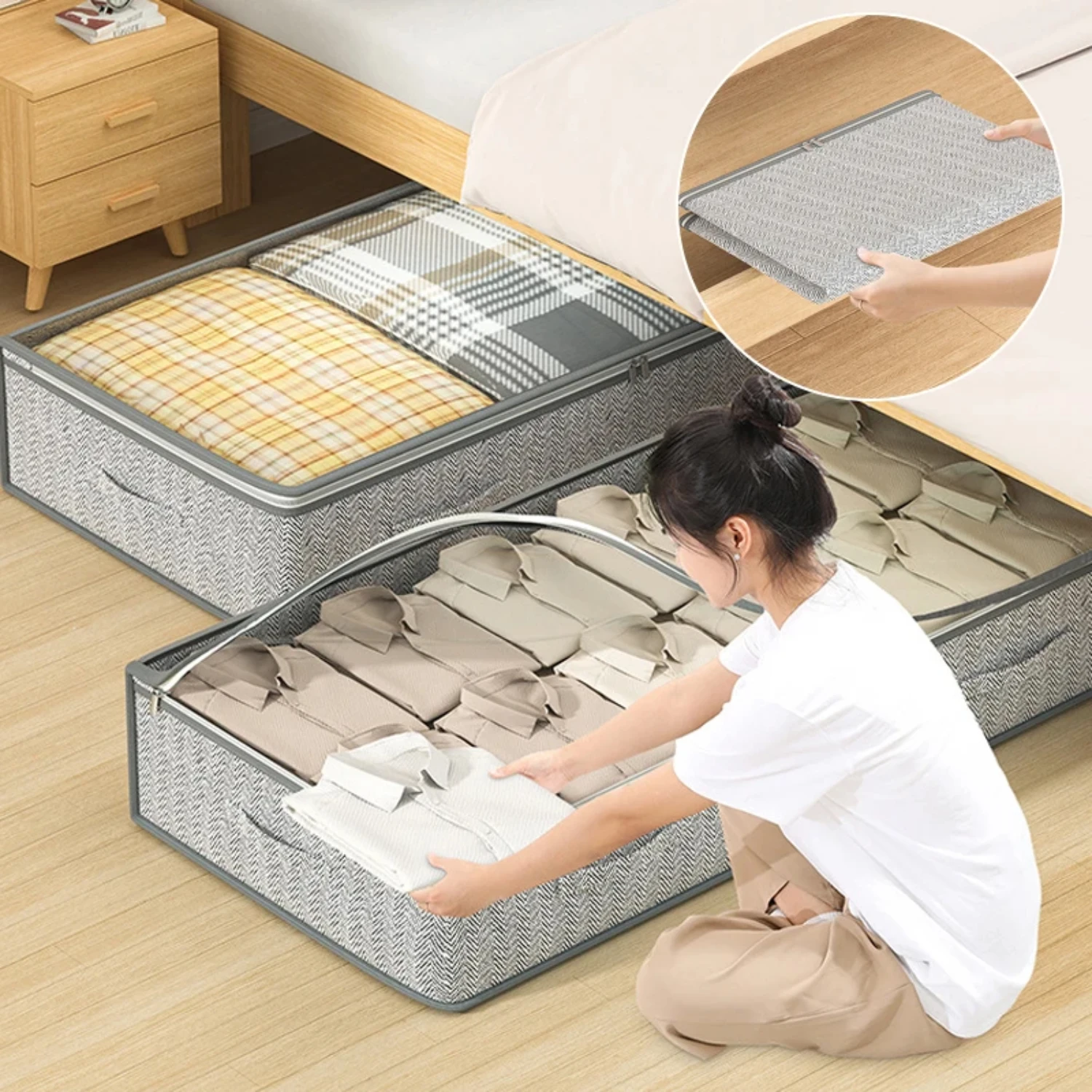 Large Capacity Underbed Portable Foldable Quilt Wardrobe Clothes Box Dustproof Organizer Clothes organizer Coins collectibles