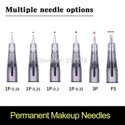 10pcs 0.18/0.25/0.3/0.35mm 1R round liner 1P cartridge tattoo needles for digital permanent makeup eyebrow machine