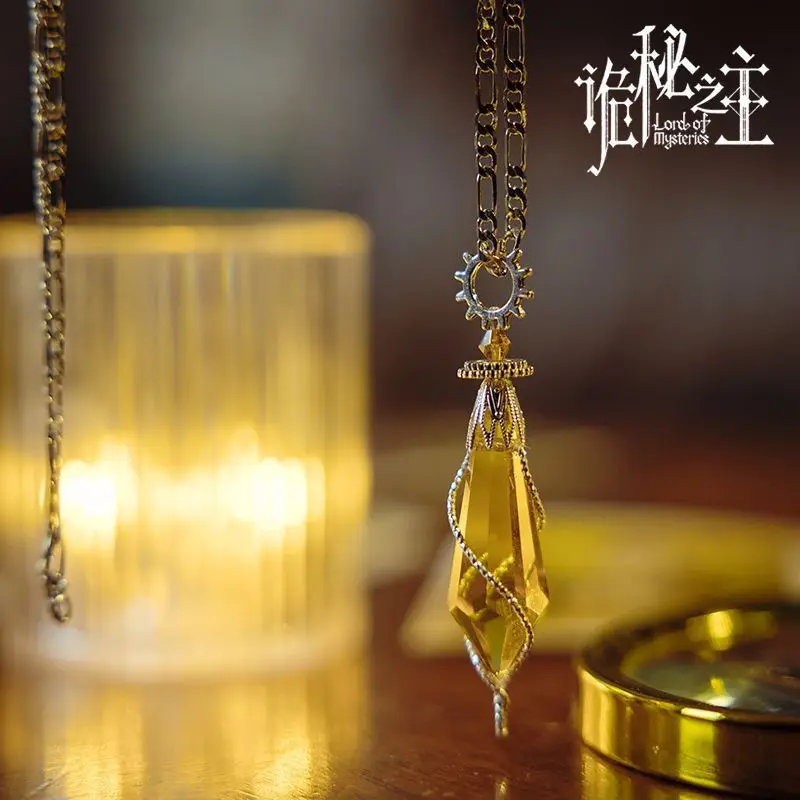 Lord of The Mysteries Necklace for Women Cosplay Klein Moretti Necklaces Woman Yellow Artificial Crystal Pendant Lovers Gifts