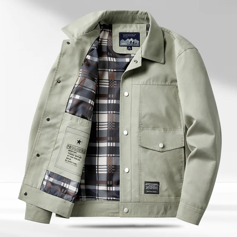 New Fashion Men Multi Pockets Workwear Jackets Trendy Tolling Coats Quality Men Solid Color Turned Collar Casual Jackets 5XL