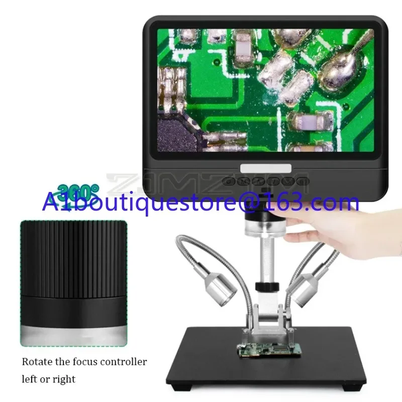 Digital Microscope Black 1080P Scope Soldering Tool 260X AD208 Digital Microscope 8.5 Inch Adjustable LCD Display for Soldering