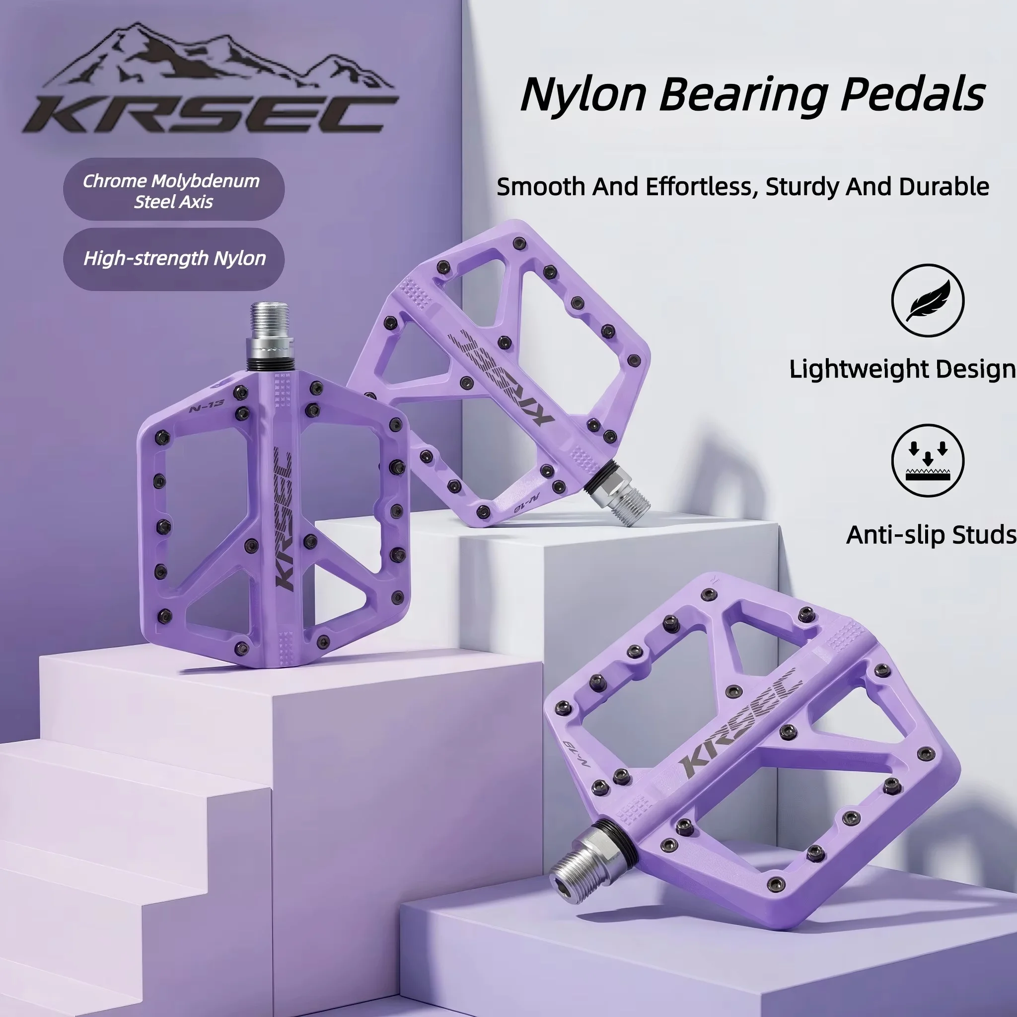 

KRSEC Bike Pedal Ultralight Pedal Platform for Road Mountain Bike Anti-slip Nylon Sealed Bearings Flat Pedals MTB Bicycle Part