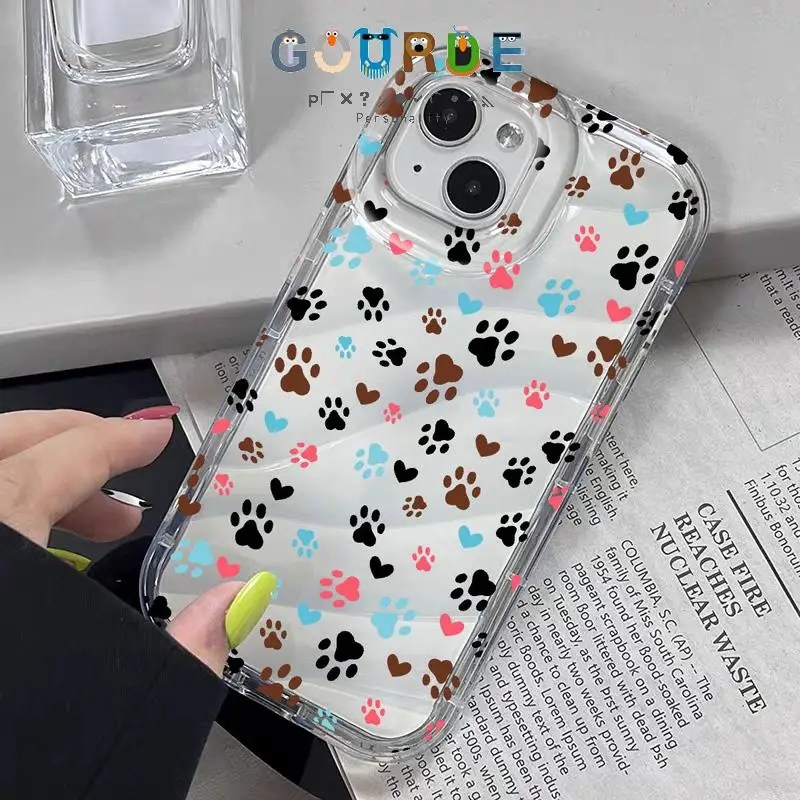 

Gourde Cute Footprints Cartoon Patterns Phone Case for Iphone 16 15 14 12 13 11 Pro Max Ip 7 8 Plus Iphon X Xs Xr Xs Max