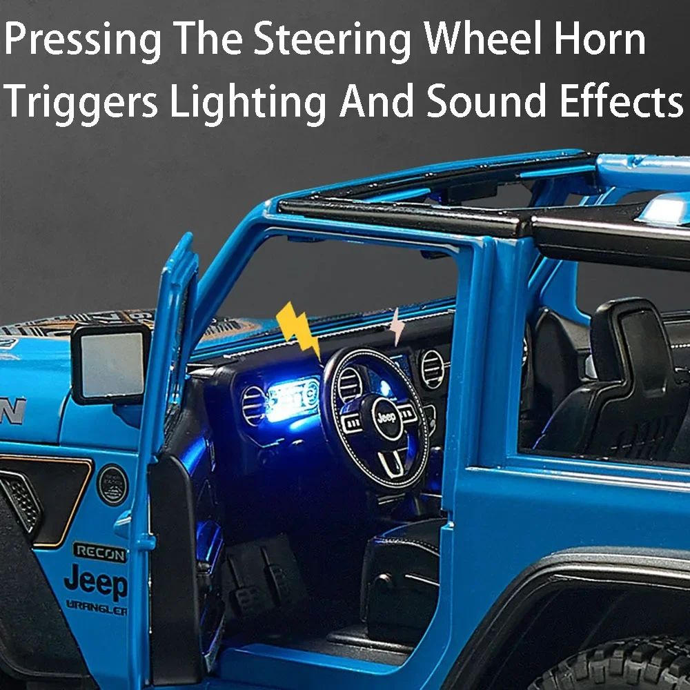 Rubikon Auto Modell Spielzeug Legierung Druckguss 4 Tür geöffnet Ton Licht Stoß dämpfung Simulation Geländewagen Ornament für Jungen Geschenke